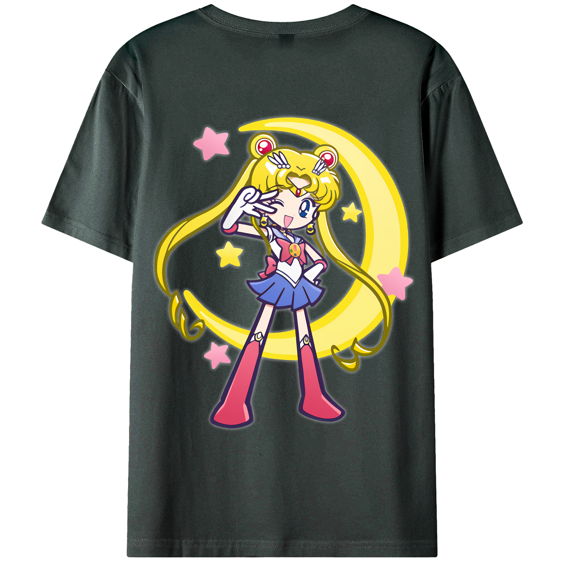 （画像用） 美少女戦士セーラームーン 月野 うさぎ つきの うさぎ Sailor Moon Tsukino Usagi 綿100％ メンズ半袖Tシャツ（バックプリント） 通気性